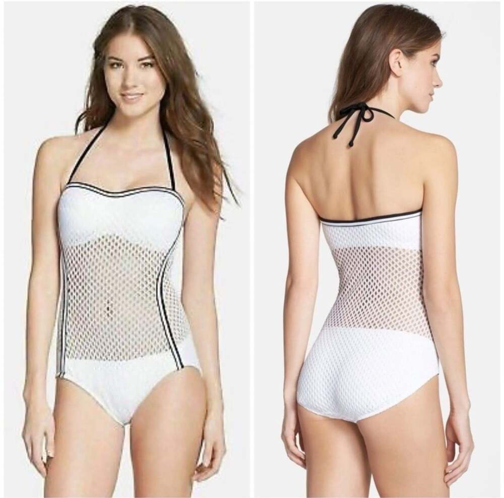Robin Piccone Cameron Mesh One Piece Swimsuit White Size 12
